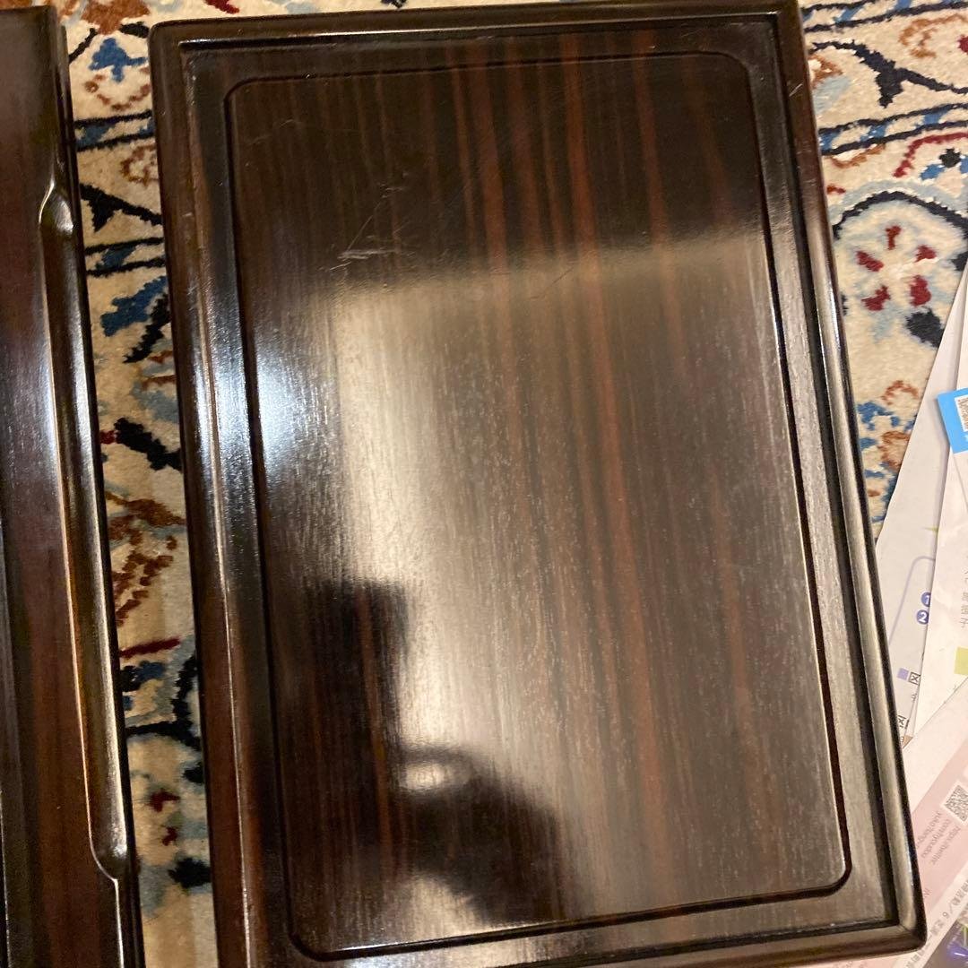 書道　硯箱　黒檀