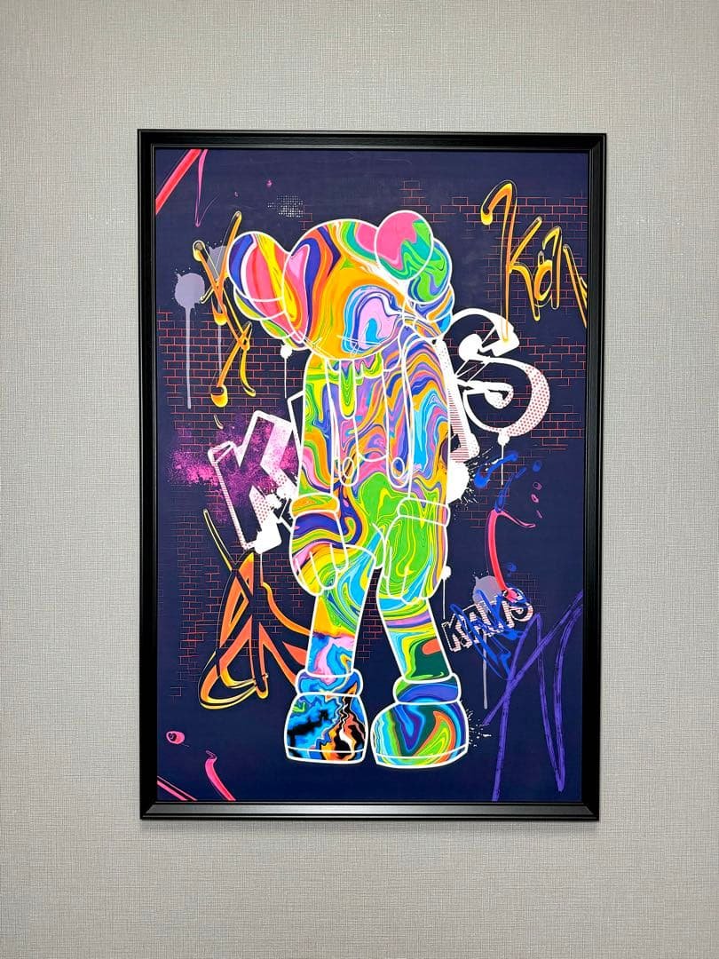 No.215フレーム付きキャンバスアート　アートポスター　KAWS バンクシー