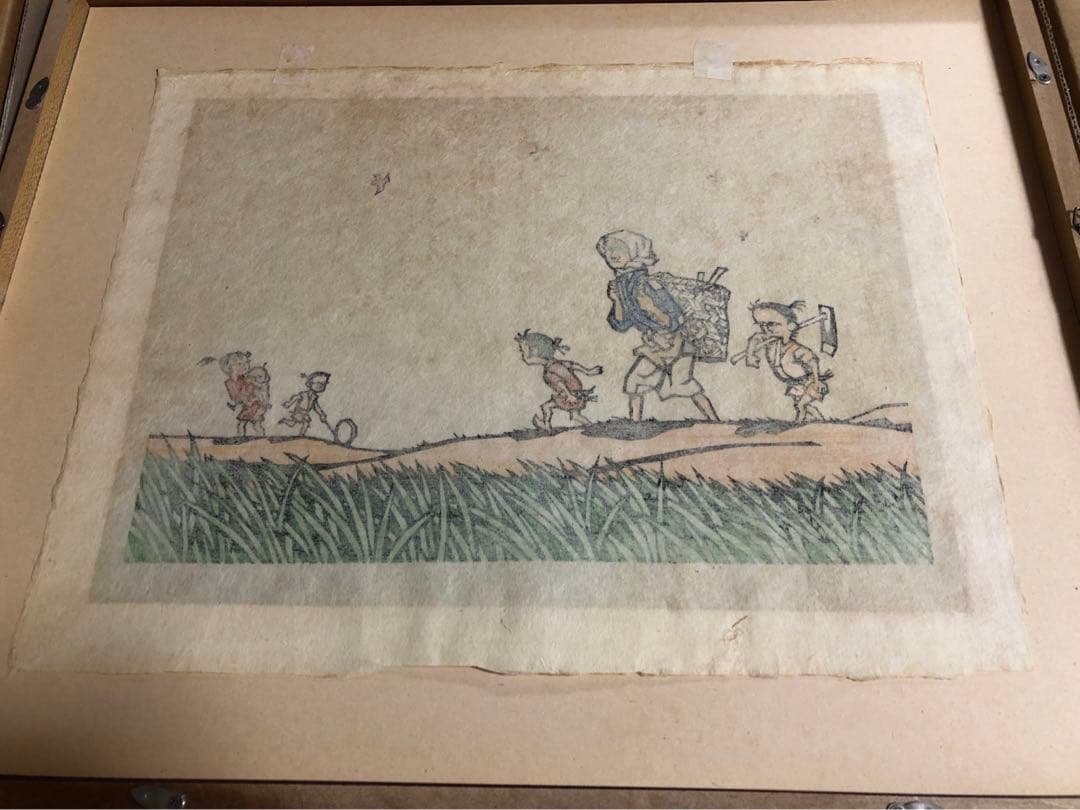 半日村 手摺版画　村の人びと　滝平二郎　サイン入　保証書あり　箱付　1980年