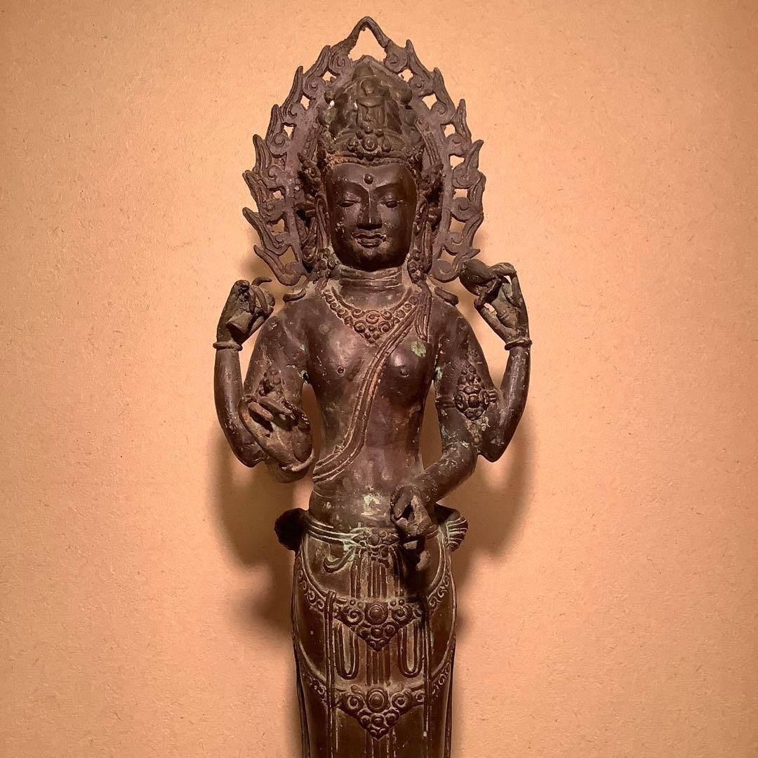 ガンダーラ仏「一面四臂菩薩」クシャーナ朝・マトゥラー美術・エローラ寺院・古銅特大