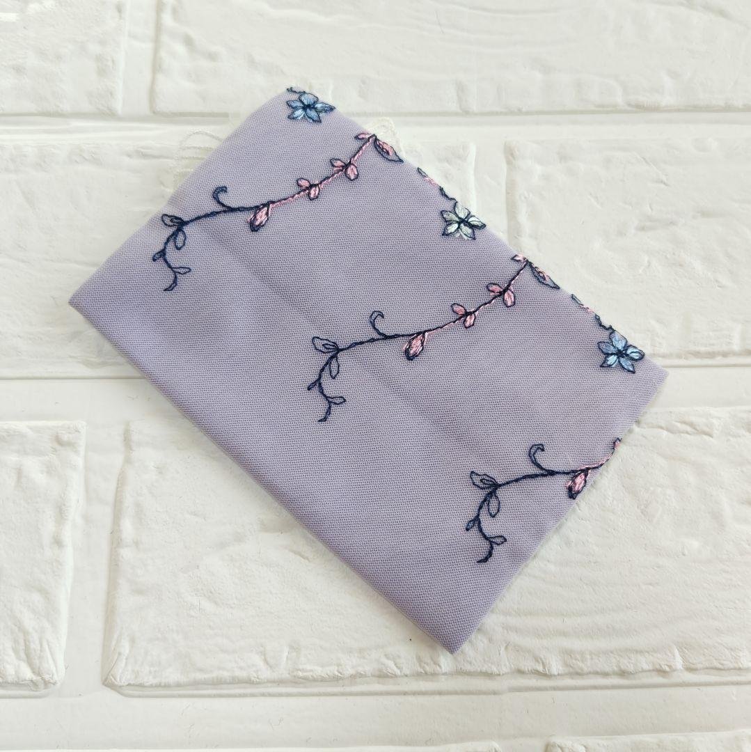 ポケットティッシュカバー♥薄紫色の刺繍ポーチ