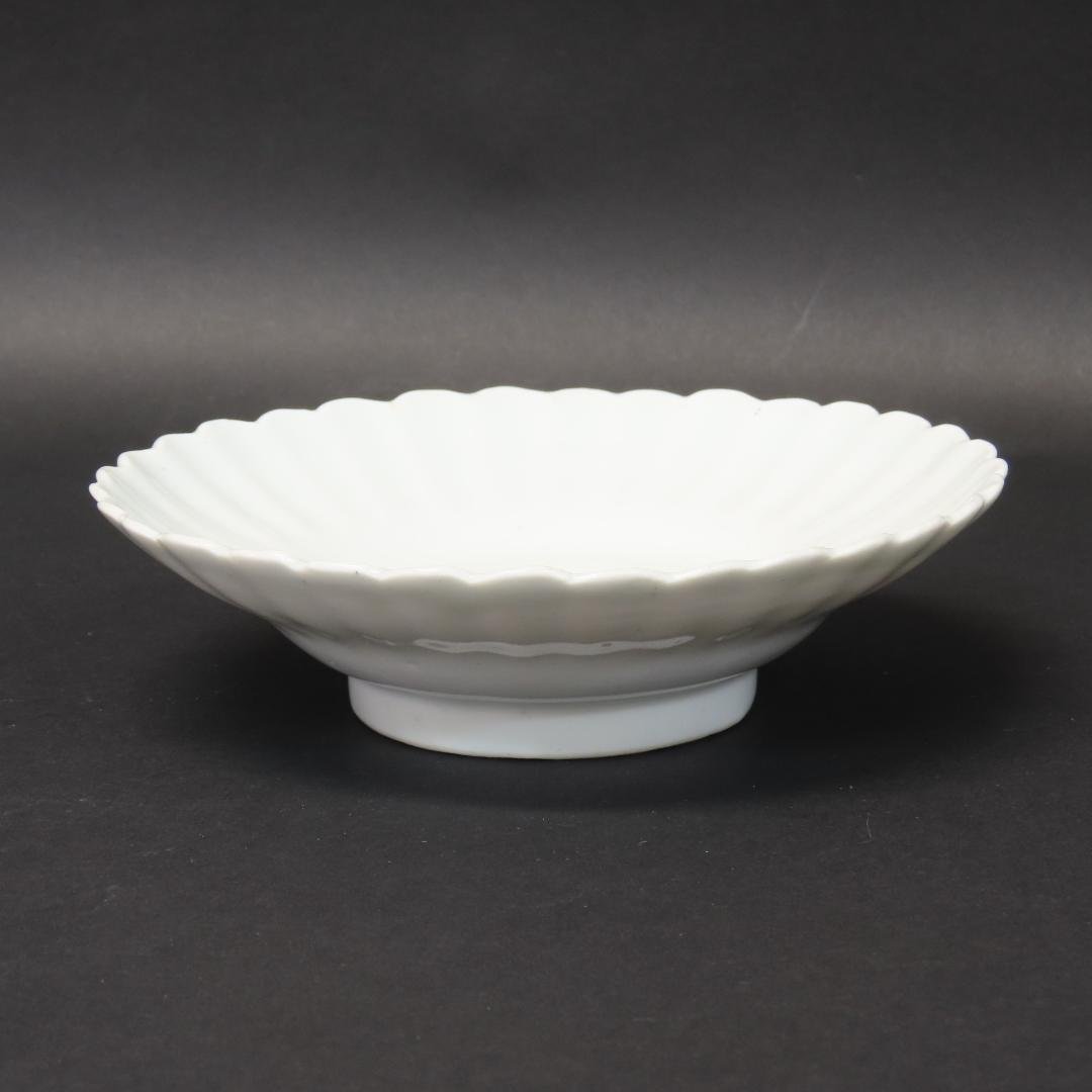 ⭕413 白磁 古伊万里 輪花形 中皿5客 無傷 直径15.5cm 江戸時代後期